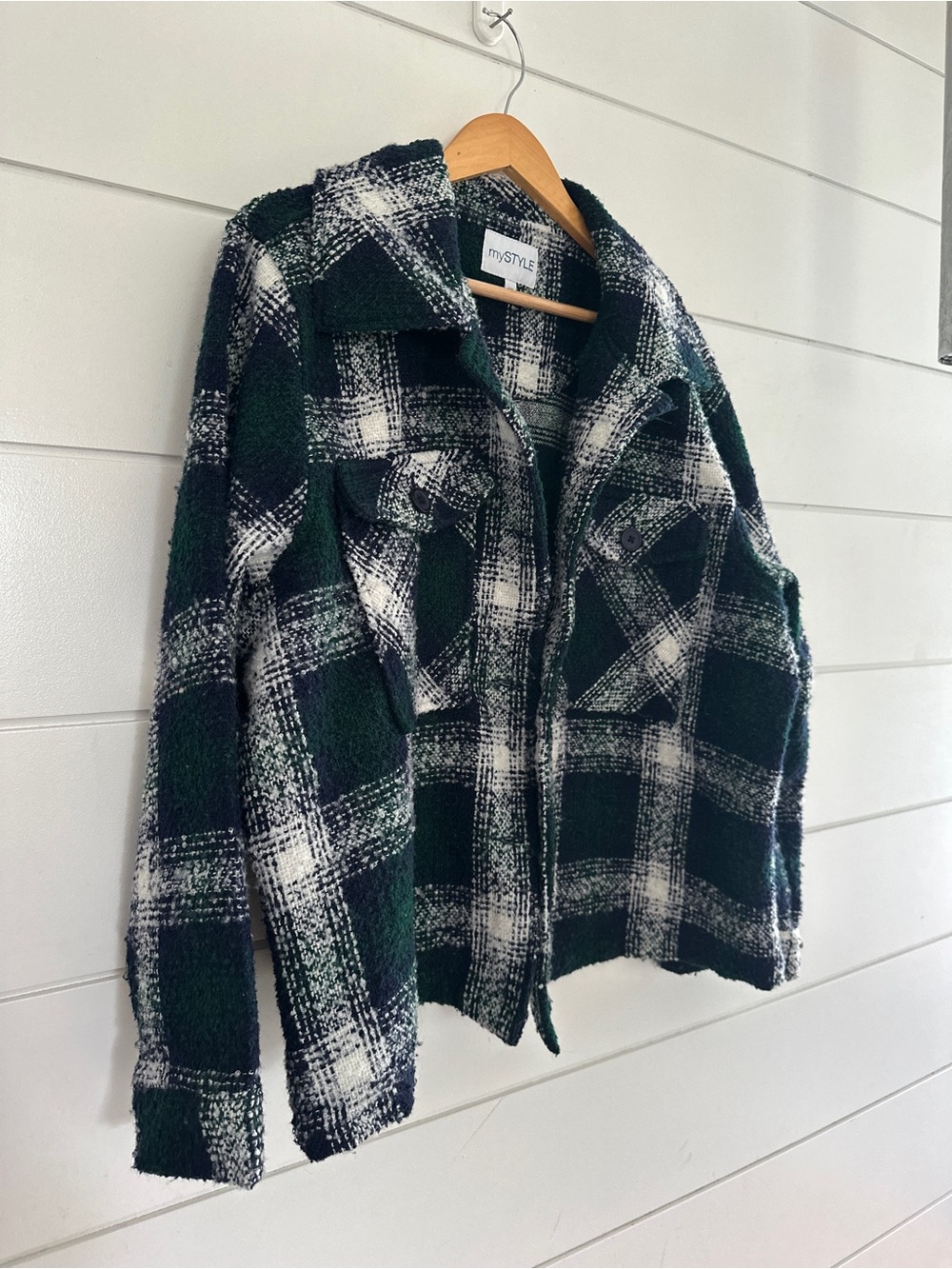 Plaid Boxy Jacket “My Style” - Blue/Green/White- Size: 1x